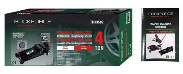 Домкрат подкатной гидравлический двухпоршневой 4т (h min 95мм, h max 560мм)