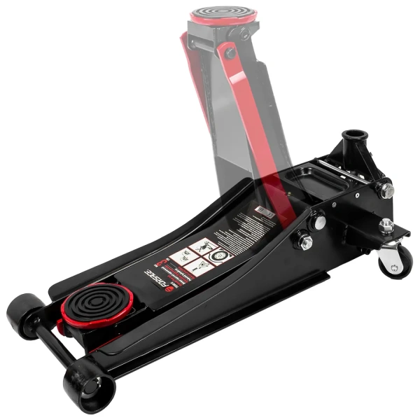 Домкрат подкатной гидравлический двухпоршневой 3т низкопрофильный с прорезиненной накладкой на рукоятке (h min 75мм, h max 510мм)
