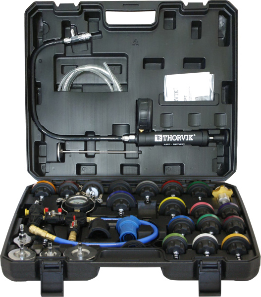 Набор для проверки герметичности системы охлаждения Thorvik RPTS33 (33 предмета)