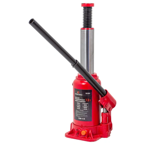 Домкрат бутылочный 12т с клапаном (h min 210мм, h max 400мм, ход штока-130мм, ход винта-60мм)