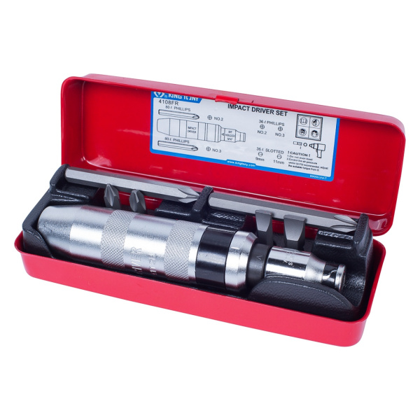 Отвертка ударная с длинными битами KING TONY 4111FR (5/16", 6 предметов)
