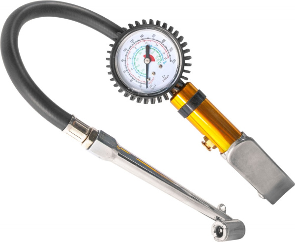 Манометр Thorvik ATIG3 для контроля давления и подкачки шин с насадкой-удлинителем для г/а, шланг 300 мм