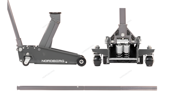 Домкрат подкатной 3 тонн 120-450 мм с резиновой насадкой быстрый подъем серый NORDBERG N32030 G