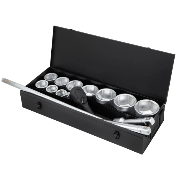 Набор инструментов,15пр. 1''6гр.(36,41,46,50,55,60,65,70,75,80мм),в метал. кейсе