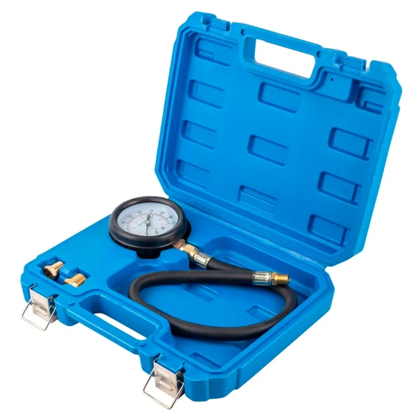 Тестер давления масла в наборе с резьбовыми адаптерами 3пр., (0-7bar), в кейсе