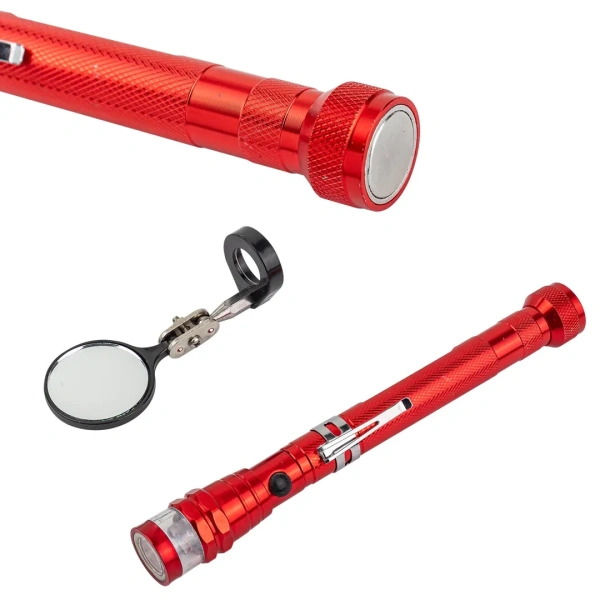 Фонарь телескопический магнитный в комплекте с зеркалом смотровым, 2пр.(3LED, 2.27кг, диам.35мм, L:186-590мм), в блистере