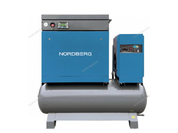 Компрессор винтовой NORDBERG NCB20RD (15 кВт, 10 бар, 2150 л/мин, ресивер 410 л, IP23, осушитель)