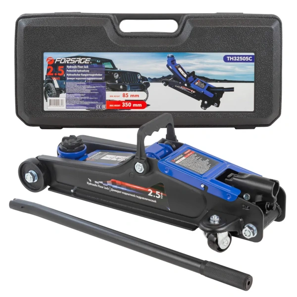 Домкрат подкатной гидравлический 2.5т (h min 85мм, h max 350мм) в кейсе