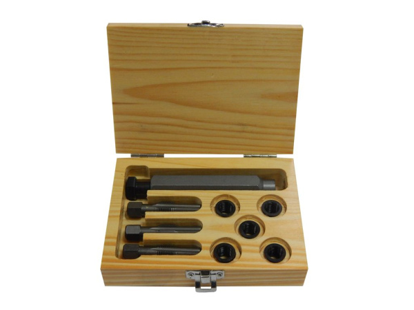 Набор метчиков и футорок для восстановления резьбы свечей накаливания 9пр. (M10x1.25-5шт)