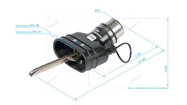 Насадка резиновая овальная с внутренним фиксатором на шланг D=75 мм NORDBERG AN075DP