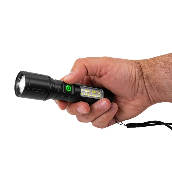 Фонарь ручной аккумуляторный (6 режимов работы, аккум. 1200мАч, время работы 2-4ч, время зар. 3ч, алюм. корпус) в пластиковом кейсе