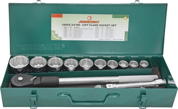 Набор головок торцевых дюймовых S04H6615S (S04H6415S), 3/4"DR, SAE 7/8"--2", 15 предметов