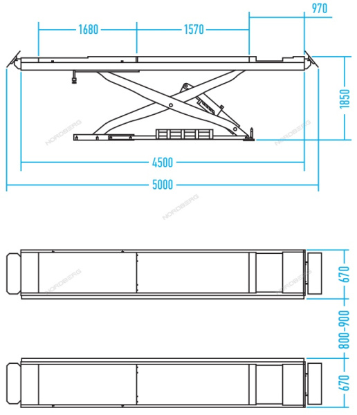 Подъемник 380В ножничный для сход-развала 4,5 тонн синий/серый (опция траверса) NORDBERG N634-4,5
