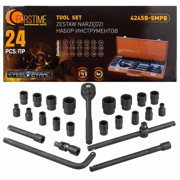 Набор инструментов 24пр. 1/2''(6гр.)(8-32мм)