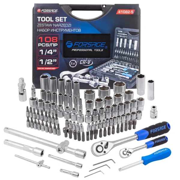 Набор инструментов 108пр.1/4''&1/2''(6гр.)(4-32мм)