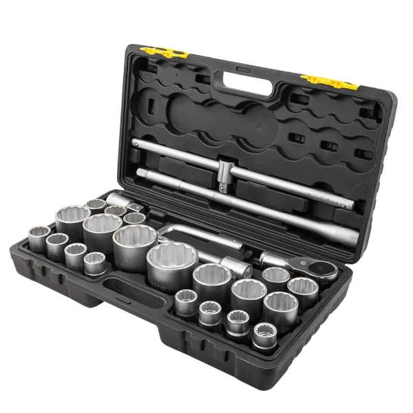 Набор инструментов, 26пр. 12гр, 3/4''(21,22,23,24,26,27,28,29,30,31,32,34,36,38,41,46,50) 1''(55,60,65), в пласт.кейсе