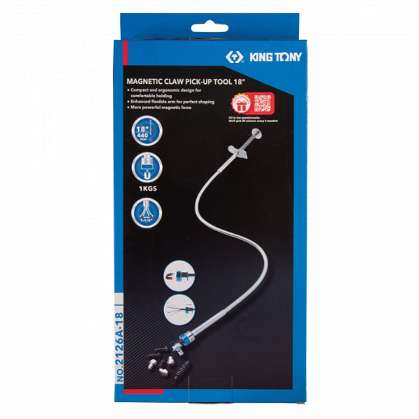 Захват на гибком стержне KING TONY 2126A-18, магнитный, 440 мм