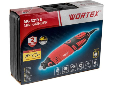 Гравер электрический WORTEX MG 3219 E в чем. +аксессуары 185 вт, 8000-35000 об/мин, цанга 2.4/3.2 мм