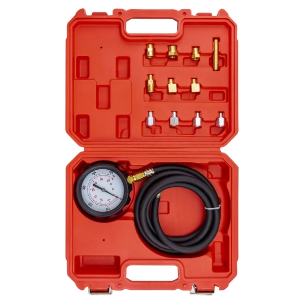 Тестер давления масла в комплекте с резьбовыми адаптерами переходниками 12пр., в кейсе