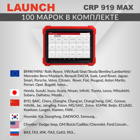 Диагностический мультимарочный сканер Launch CRP919 MAX LNC-190