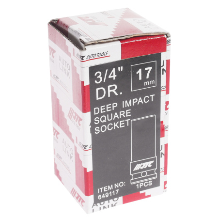 Головка торцевая 4-х гранная ударная глубокая JTC 649117 (квадрат, 3/4", 17 мм, L=90 мм)