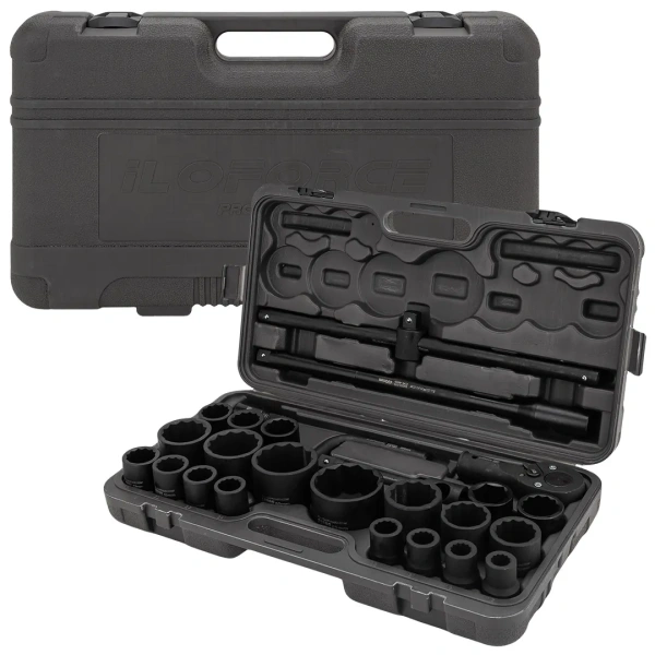 Набор инструментов ударных 26пр, 3/4''1''(12гр.) (17,19,22,24,27,30,32,33,34,35,36,36-6гр,38,41,46,50мм,1'':55,60,65мм)