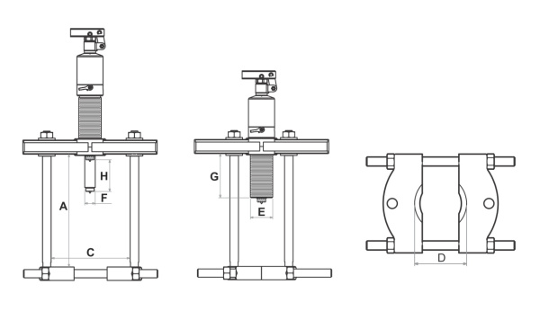 Съемник подшипников гидравлический 8 т до 220 мм сегментного типа с совмещенным насосом МАСТАК 104-19708