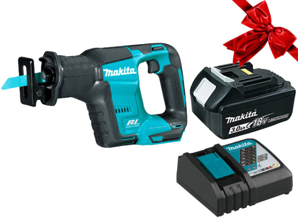 Аккум. сабельная пила MAKITA DJR 188 Z в кор. + АКЦИЯ (BL1830B + DC18RC) (18.0 В, 1 акк., 3.0 А/ч, Li-Ion, дерево до 255 мм, металл до 20 мм)