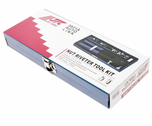 Заклепочник ручной резьбовой с комплектом заклепок в кейсе JTC 5821A (270 мм, 3-6 мм)