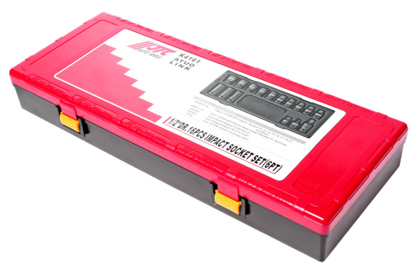 Набор головок торцевых 6-ти гранных ударных JTC K4161 (1/2", 10-24 мм, 16 предметов в кейсе)