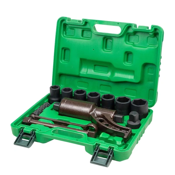 Гайковерт ручной с редуктором 1''(Головки-24мм,27мм,30мм,32мм,33мм,38мм,41мм,1''и адаптер 1'', длина-270мм, передаточное число 1:58, 4800 Н/м)