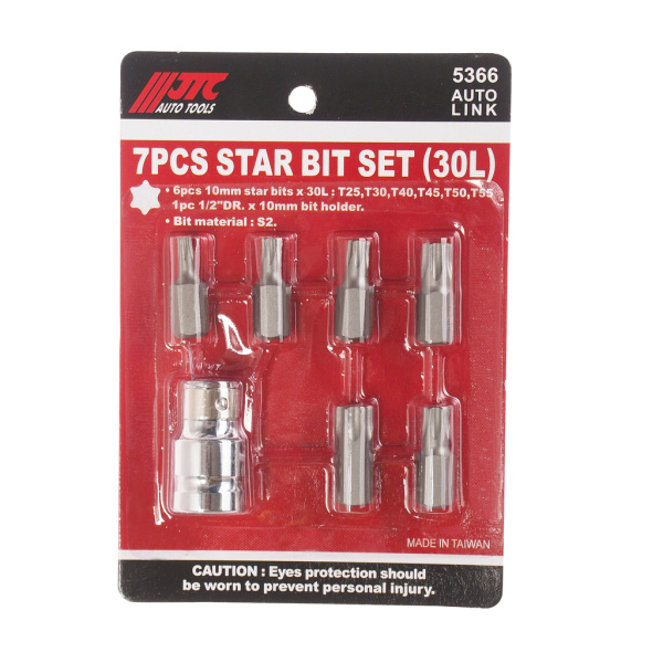 Набор бит JTC 5366 (1/2", TORX, Т25-55, 7 предметов)