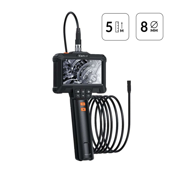 Эндоскоп промышленный зонд iCartool IC-VC85 (экран 4.3", 2 Мп, 5 м, 8,5 мм)