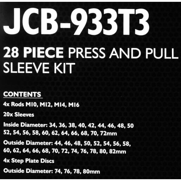 Набор инструментов для снятия и установки втулок, подшипников и сайлентблоков универсальный, 28пр. (М10, М12, М14, М16) в кейсе