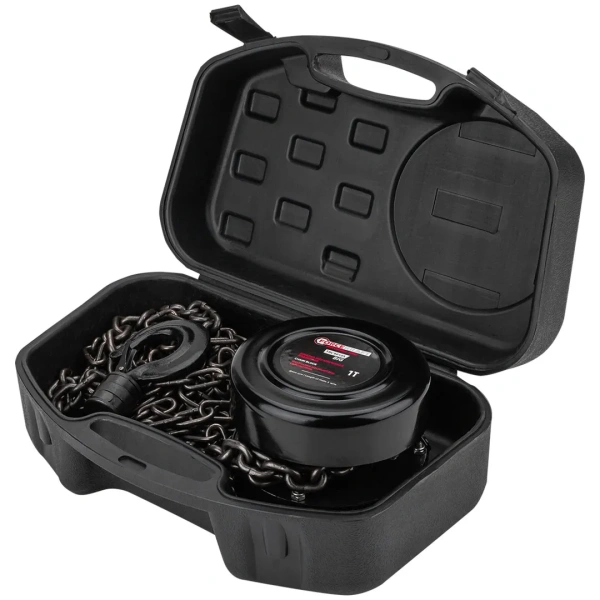 Лебедка механическая подвесная с фиксацией цепи натяжения, 1т (длина цепи - 2.5м) в кейсе