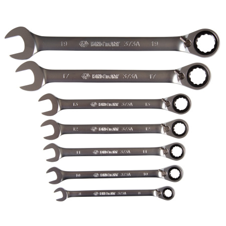 Набор комбинированных трещоточных ключей 8-19 мм чехол из теторона 7 предметов KING TONY 122A07MRN01