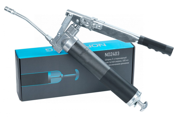 Шприц NORDBERG NO2403 2-х плунжерный для густой смазки, с переключением плунжеров, 400мл