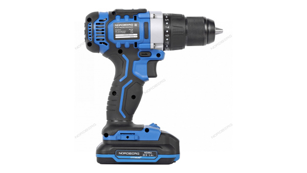 Шуруповерт аккумуляторный NORDBERG NE105K (макс. Ø сверла 13 мм, 20 В, 50 Нм, с 2 аккумуляторами и зарядным устройством)