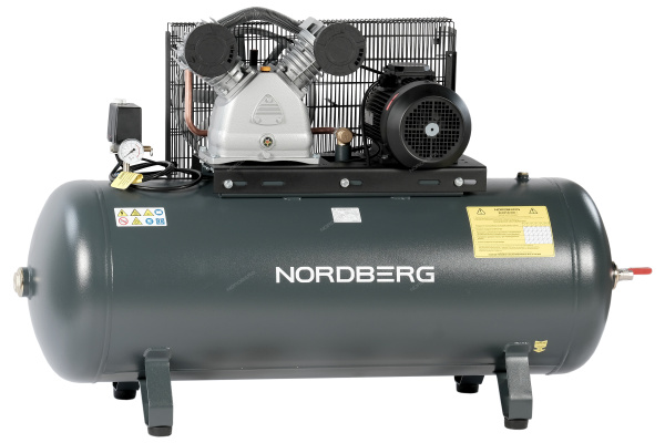 Компрессор поршневой NORDBERG NCP300/880 с ременной передачей 380 В, ресивер 270 л, 880 л/мин