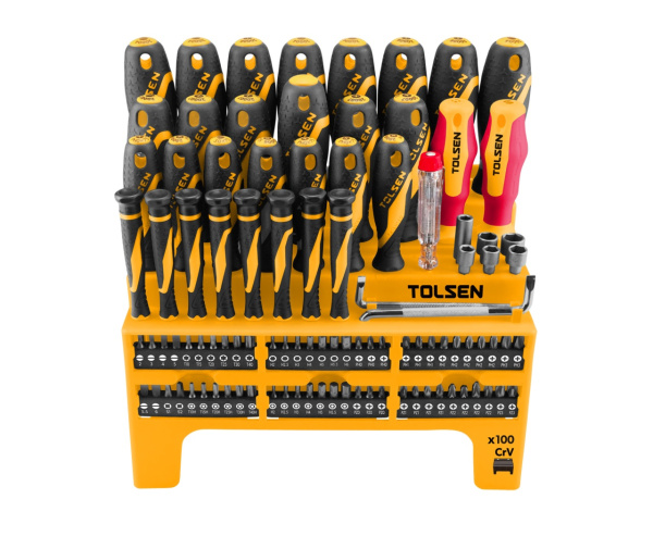 Набор отверток "GRIPro" вставки (биты) на подставке 100 предметов TOLSEN TT20185