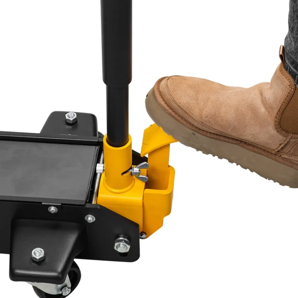 Домкрат подкатной гидравлический удлиненный с резиновой накладкой и механизмом быстрого подъема 3т (h min 140мм, h max 525мм)