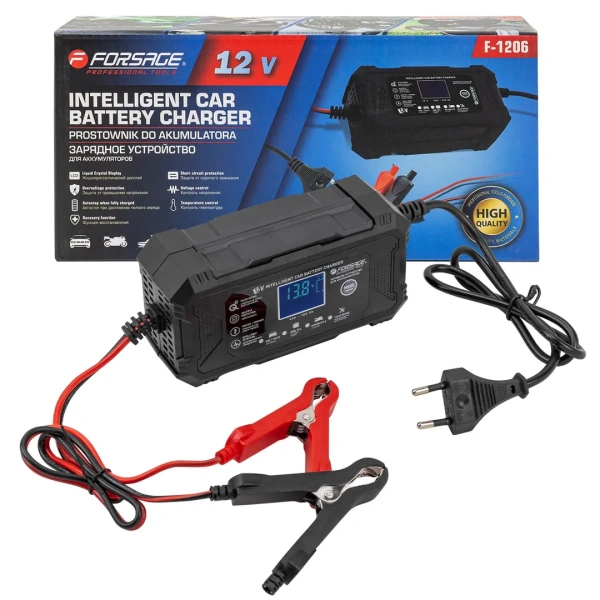 Устройство зарядное импульсное для АКБ с жидкокристаллическим дисплеем (12В,автостоп,функция восст.-я,защита от превыш.напряж. и короткого замыкания)