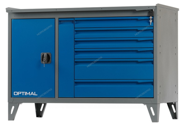 Верстак слесарный NORDBERG NW207, 2-х тумбовый, 7 ящиков