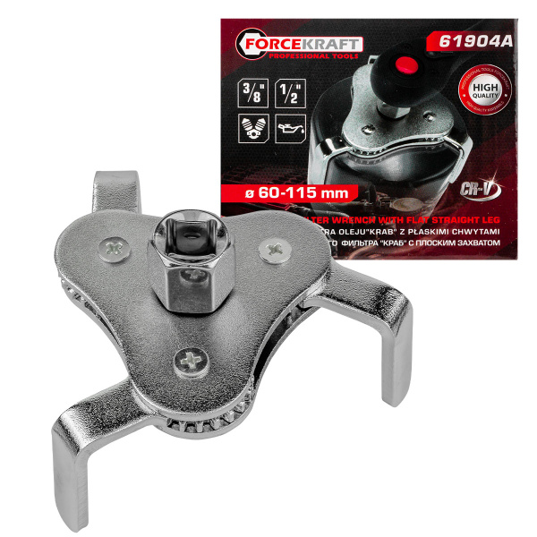 Съемник масляного фильтра ''краб''с плоскими захватами 1/2'', в блистере
