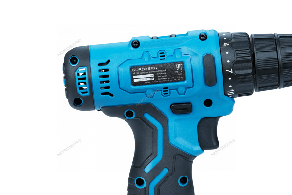 Шуруповерт аккумуляторный NORDBERG NE103K+NE9012, 12 В, 30 Нм с 2 АКБ 2Ач и зарядным устройством
