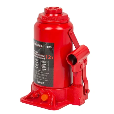 Домкрат бутылочный 12т с клапаном (h min 210мм, h max 400мм, ход штока-130мм, ход винта-60мм)