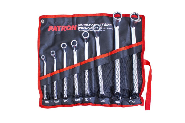 Набор ключей накидных отогнутых на 75грд. 8пр.(8x10,10x11,12x13,14x15,16x17,18x19,21x23,22x24мм), на полотне