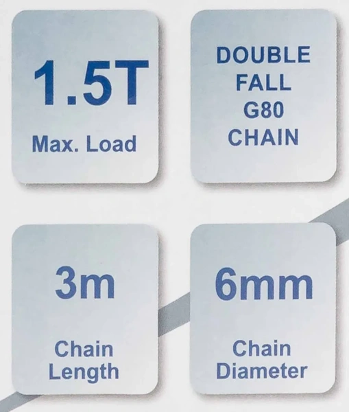 Лебедка механическая подвесная с фиксацией цепи натяжения, 1.5т (длина цепи - 3м)