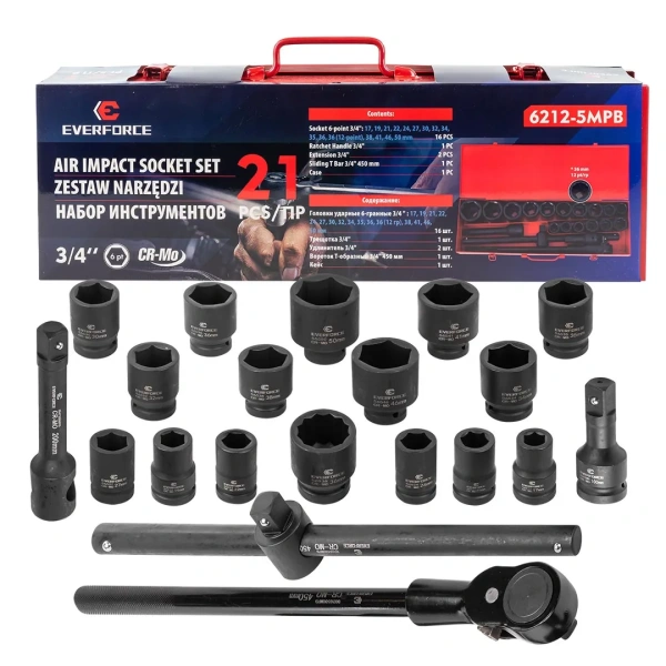 Набор инструментов ударных 21пр. 3/4''(6гр.)