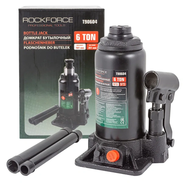 Домкрат бутылочный 6т с клапаном (h min 181мм,h max 351мм)